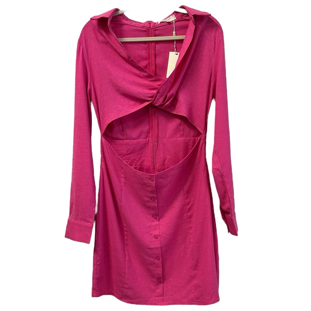 Simmi London Women’s‎ NWT Pink Cut Out Long Sleeve Shirt Style Dress Sz 12